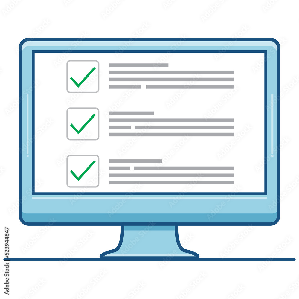 Fototapete checkboxes on computer screen. checkboxes and green checkmarks