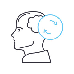 mental recycling line icon, outline symbol, vector illustration, concept sign