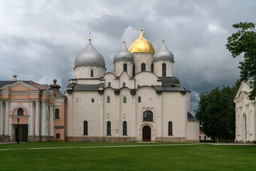 Fototapeta na wymiar View of St. Sophia Cathedral of the Novgorod Kremlin on a summer day, Veliky Novgorod, Russia