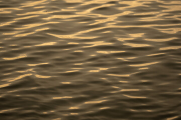 clearly dark gold image wave sea surface in the night for background.
