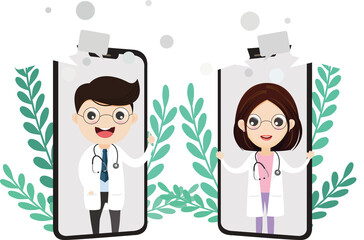 Mobile doctor. Healthcare consulting web service. Hospital support online.