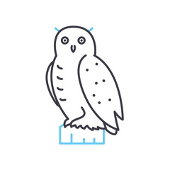 snowy owl line icon, outline symbol, vector illustration, concept sign