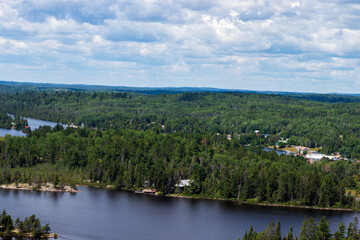 Fototapeta na wymiar View of Lakes and Forest from Above