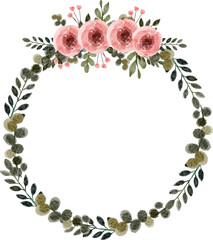 Watercolor Flower Floral Wreath