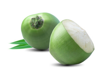 Sliced coconut on isolated white background.