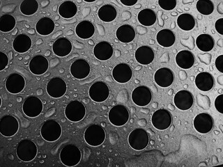 Steel surface with water droplets