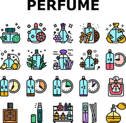 perfumery glass luxury cosmetic icons set vector