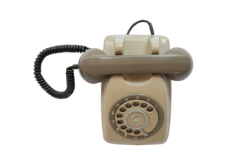 Vintage line telephone receiver isolated object for design, retro technology