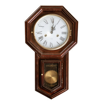 Vintage wall clock isolated object for design