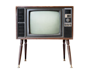 Vintage television - black and white tv isolate object for design, old technology
