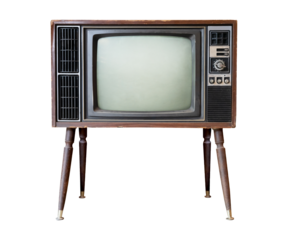 Vintage television - black and white tv isolate object for design, old technology