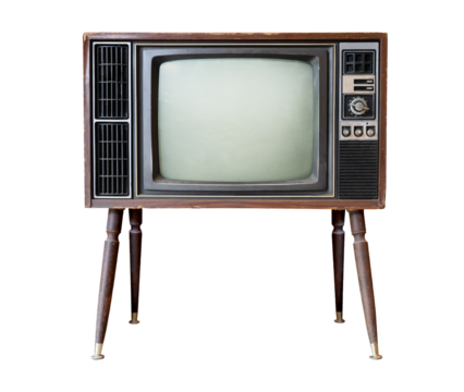 Vintage television - black and white tv isolate object for design, old technology