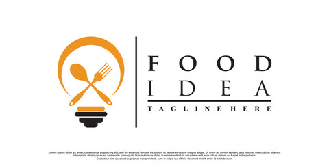 Food logo design lamp illustration with creative concept Premium Vector