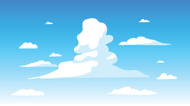 Background image of sky, cloud. Flat blue  sky illustration.