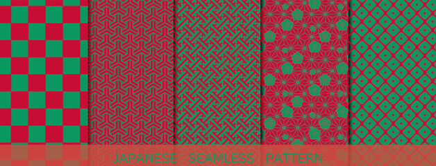 和柄・伝統・日本文化・古典・赤・紅・緑