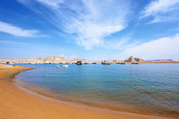 Lake Powell, Southern Utah. Sunny day, clean water, and beautiful sky