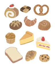 set of breads, bread illustrations