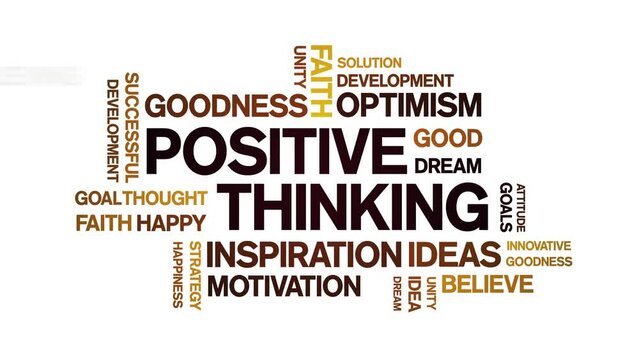 Positive Thinking animated tag word cloud;text design animation kinetic typography seamless loop.
