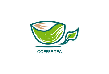 Illustration Vector graphic of Leaf coffee tea mug fit for herbal logo etc.