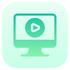 video player flat gradient icon