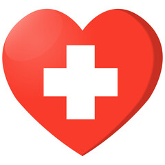 Heart and heartbeat symbol on reflective surface.