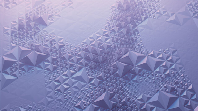 Atmospheric Modern Surface with Tetrahedrons. Lilac, Three-Dimensional 3d Texture.
