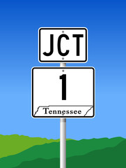 Vector illustration of the Tennessee State Highway road sign on metallic post