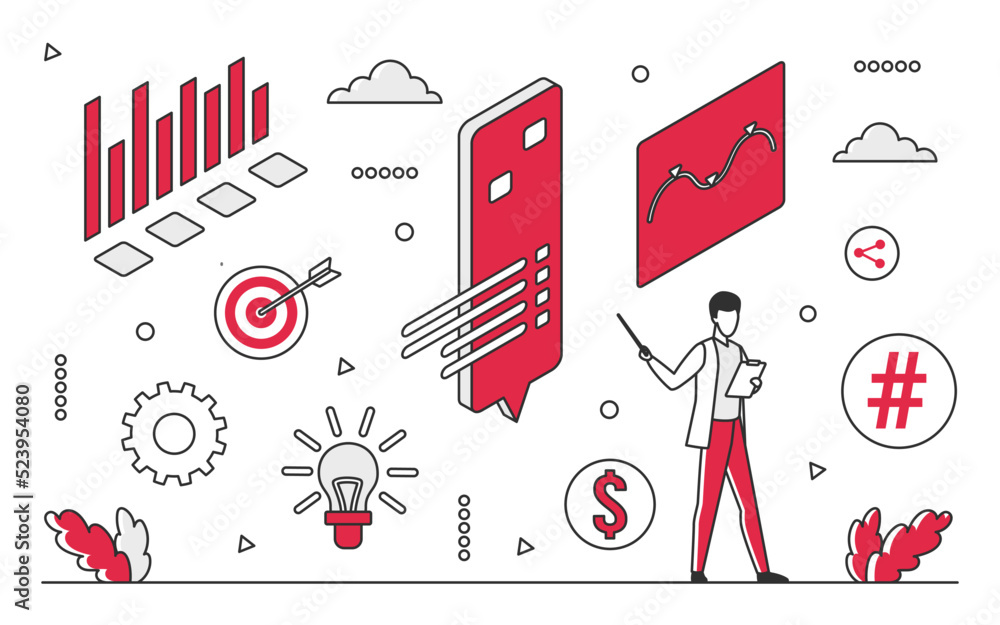 Poster chart data statistics. information visualization, business flow info vector monocolor illustration