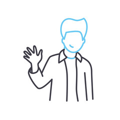 friendly greeting line icon, outline symbol, vector illustration, concept sign