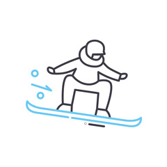 snowboarding line icon, outline symbol, vector illustration, concept sign
