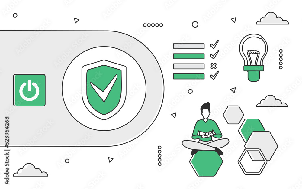 Aufkleber digital data security shield. database protection, information access safety vector monocolor illust