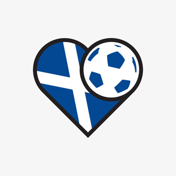 Logo sticker love Scotland national football team. Souvenir print vector illustration