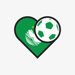 Obraz premium Logo sticker love Macao national football team. Souvenir print vector illustration