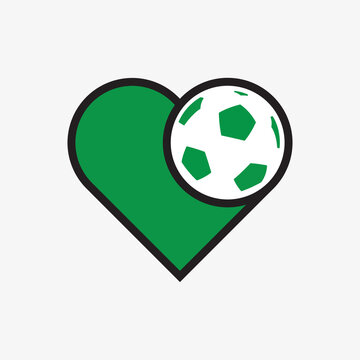 Logo sticker love Libya national football team. Souvenir print vector illustration