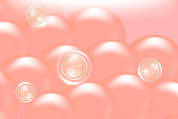 Hyaluronic acid hair and skin solutions ad, pink collagen serum drop over skin cells with cosmetic advertising background ready to use, illustration vector.