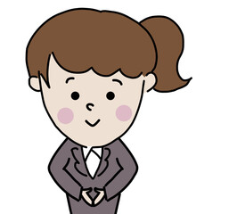 挨拶　おもてなし　接客をするビジネスウーマン　