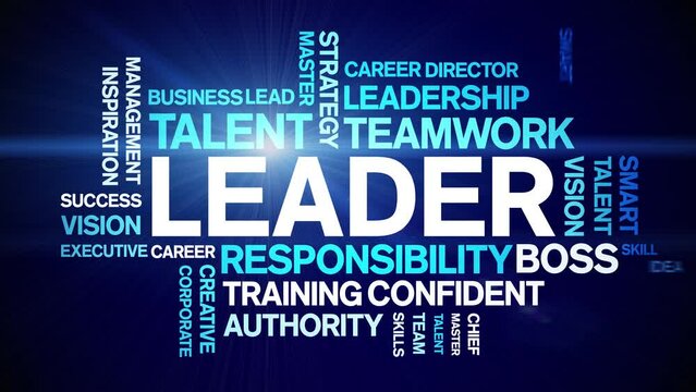 Leader animated tag word cloud;text design animation kinetic typography seamless loop.
