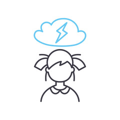 sadness and sorrow line icon, outline symbol, vector illustration, concept sign