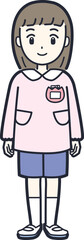 女の子（子供・園児）のイラスト素材（主線ありカラー）