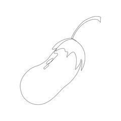 Eggplant vegetable in continuous line art drawing style. Eggplant plant minimalist black linear sketch isolated on white background. Vector one line