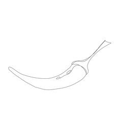 Chilli vegetable in continuous line art drawing style. Chilli plant minimalist black linear sketch isolated on white background. Vector one line