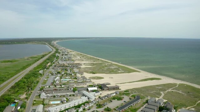 Provincetown, Massachusetts, Cape Cod drone aerial on a summer day by a private beach