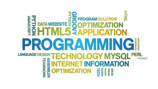 Programming animated tag word cloud;text design animation kinetic typography seamless loop.