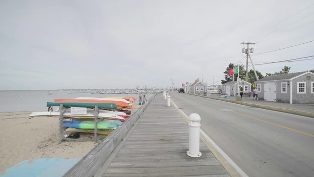 Macmillan Pier in Provincetown, Massachusetts, Cape Cod on a cloudy summer day
