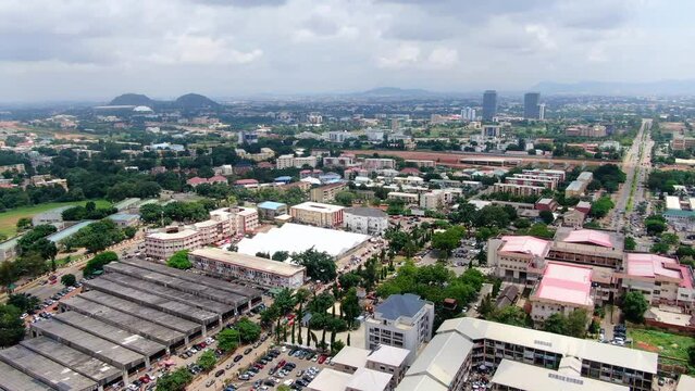 Beautiful Ariel view of Abuja city, industry buildings