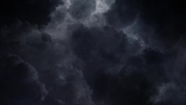 View of  thunderstorm in dark sky and cumulonimbus clouds.