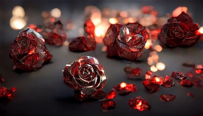 薔薇 水晶 宝石 鉱石 ルビー ガーネット 赤 