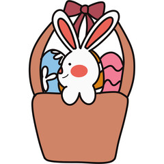 Obraz premium easter bunny with a basket of eggs