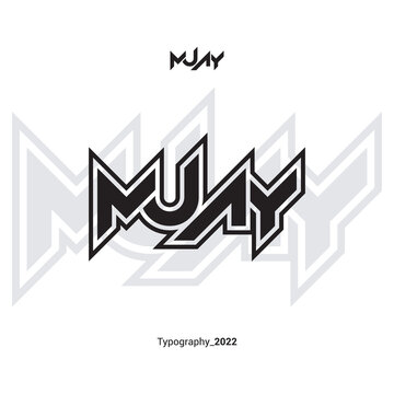 MJAY letter initial typography monogram futuristic technology logo design vector