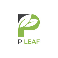 P Leaf Logo design concept inspiration